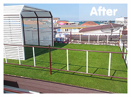 หลังติดตั้ง</br>สถ​านที่ติดตั้งหญ้าเทียม : เกาะล้าน</br>ชนิดของหญ้าเทียม : YTT-35