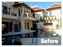 ก่อนติดตั้ง</br>สถ​านที่ติดตั้งหญ้าเทียม : พัทยา</br>ชนิดของหญ้าเทียม : YTT-35