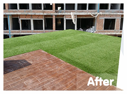 หลังติดตั้ง</br>สถ​านที่ติดตั้งหญ้าเทียม : อีสเทิร์น ซีบอร์ด ระยอง</br>ชนิดของหญ้าเทียม : YTT-25