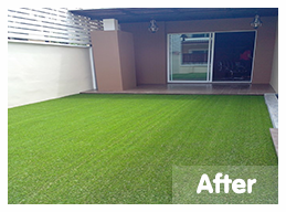 หลังติดตั้ง</br>สถ​านที่ติดตั้งหญ้าเทียม : รังสิต</br>ชนิดของหญ้าเทียม : YTT-25