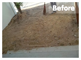 ก่อนติดตั้ง</br>สถ​านที่ติดตั้งหญ้าเทียม : ชลบุรี</br>ชนิดของหญ้าเทียม : YTT-25