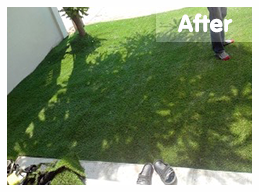 หลังติดตั้ง</br>สถ​านที่ติดตั้งหญ้าเทียม : ชลบุรี</br>ชนิดของหญ้าเทียม : YTT-25