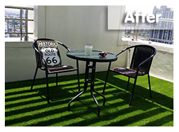 หลังติดตั้ง</br>สถ​านที่ติดตั้งหญ้าเทียม : คลองเตย</br>ชนิดของหญ้าเทียม : YTT-25